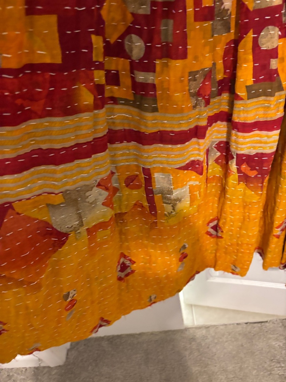 Patchwork Bohemian Sleeveless Dress in Mustard & Pink - Picture 7 of 7